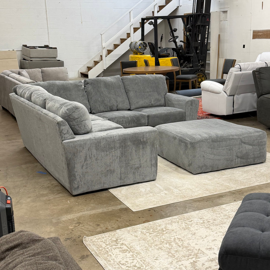 Like New Glacier Sectional & Ottoman