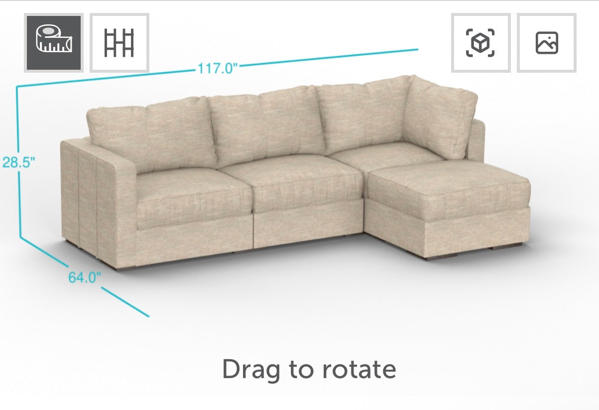 Like New 4-Seat Lovesac Sactional | Tan Combed Chenille