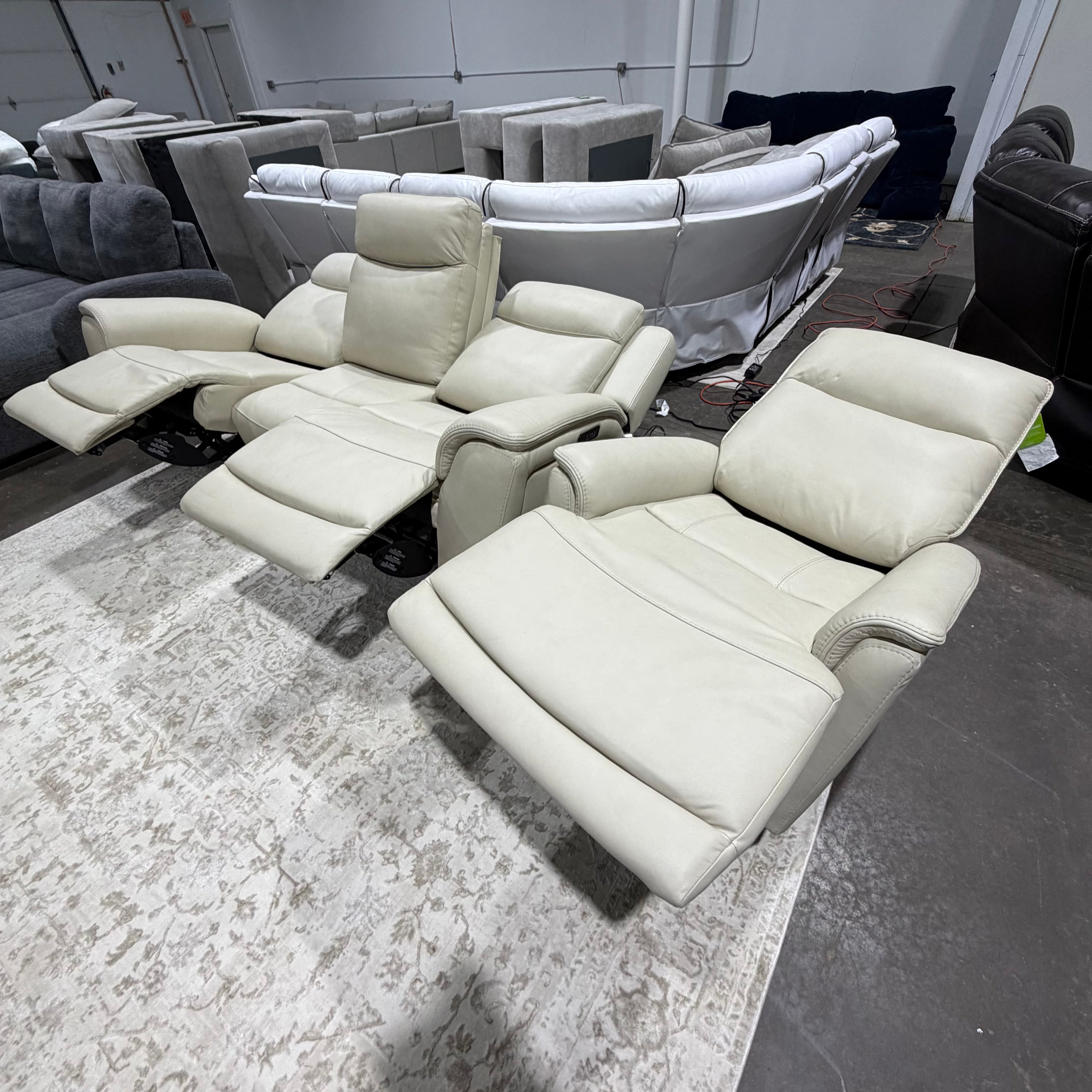 Sanders Leather Power Reclining Sofa & Loveseat Set