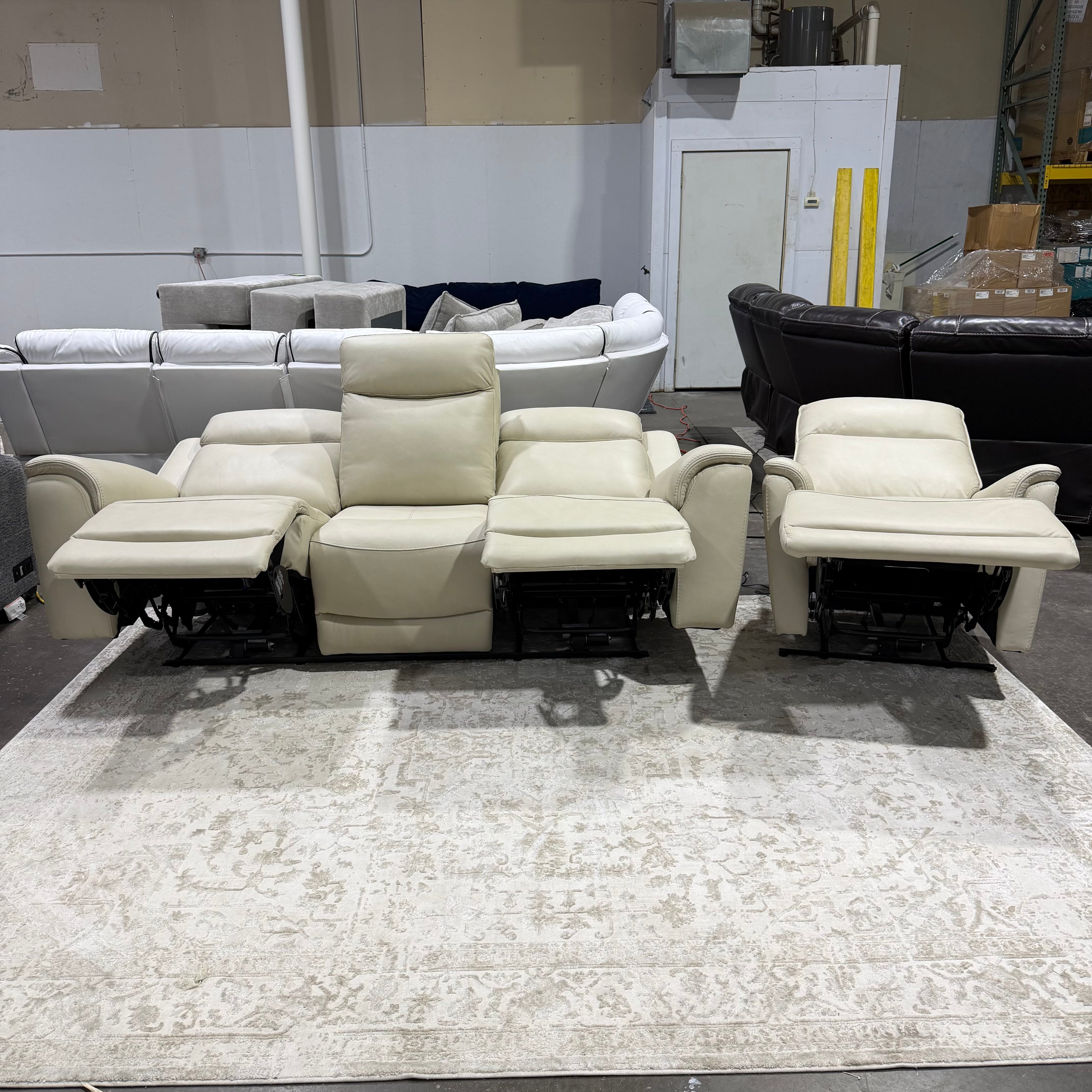 Sanders Leather Power Reclining Sofa & Loveseat Set