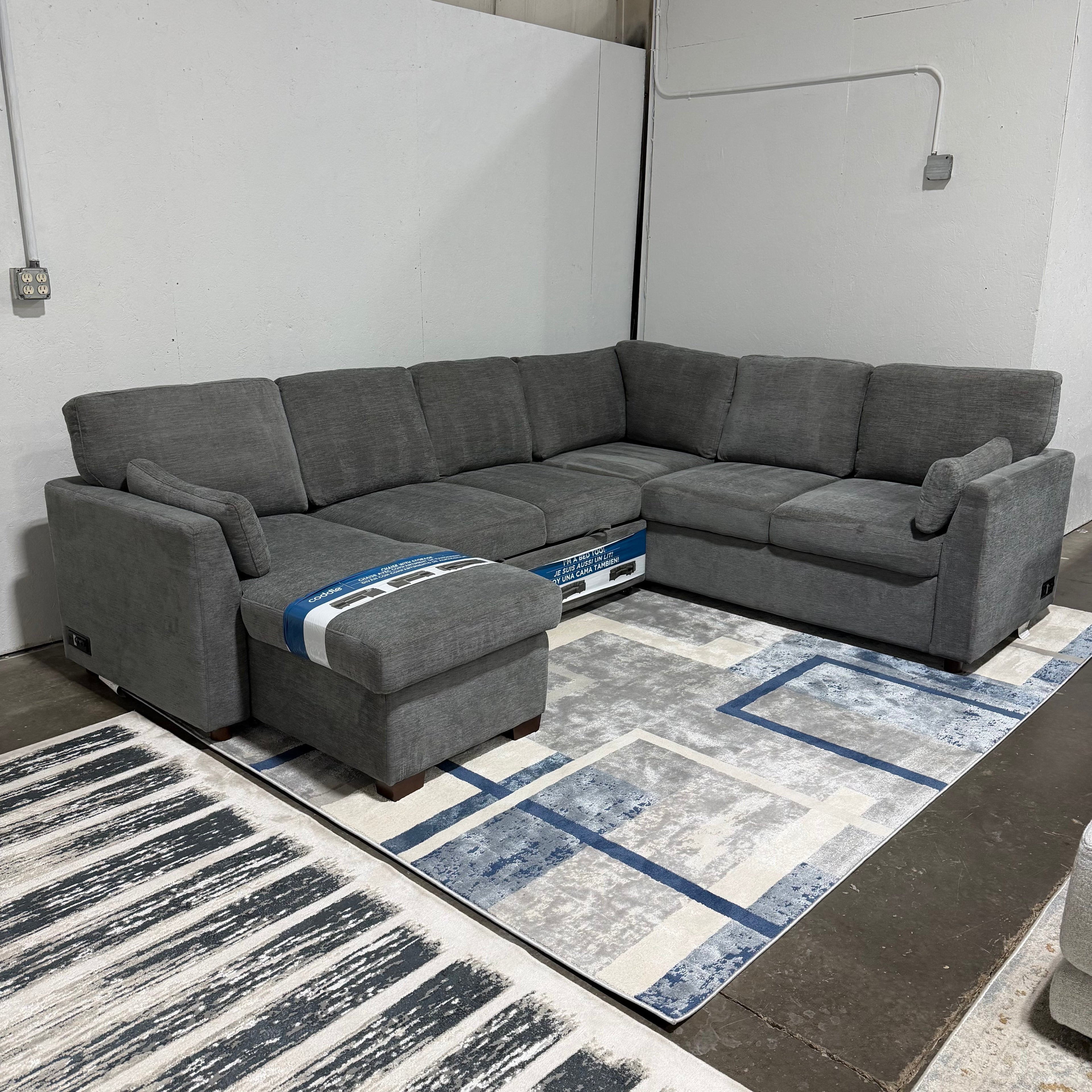 Coddle Luke Sleeper Sectional w/ Reversible Chaise and Storage