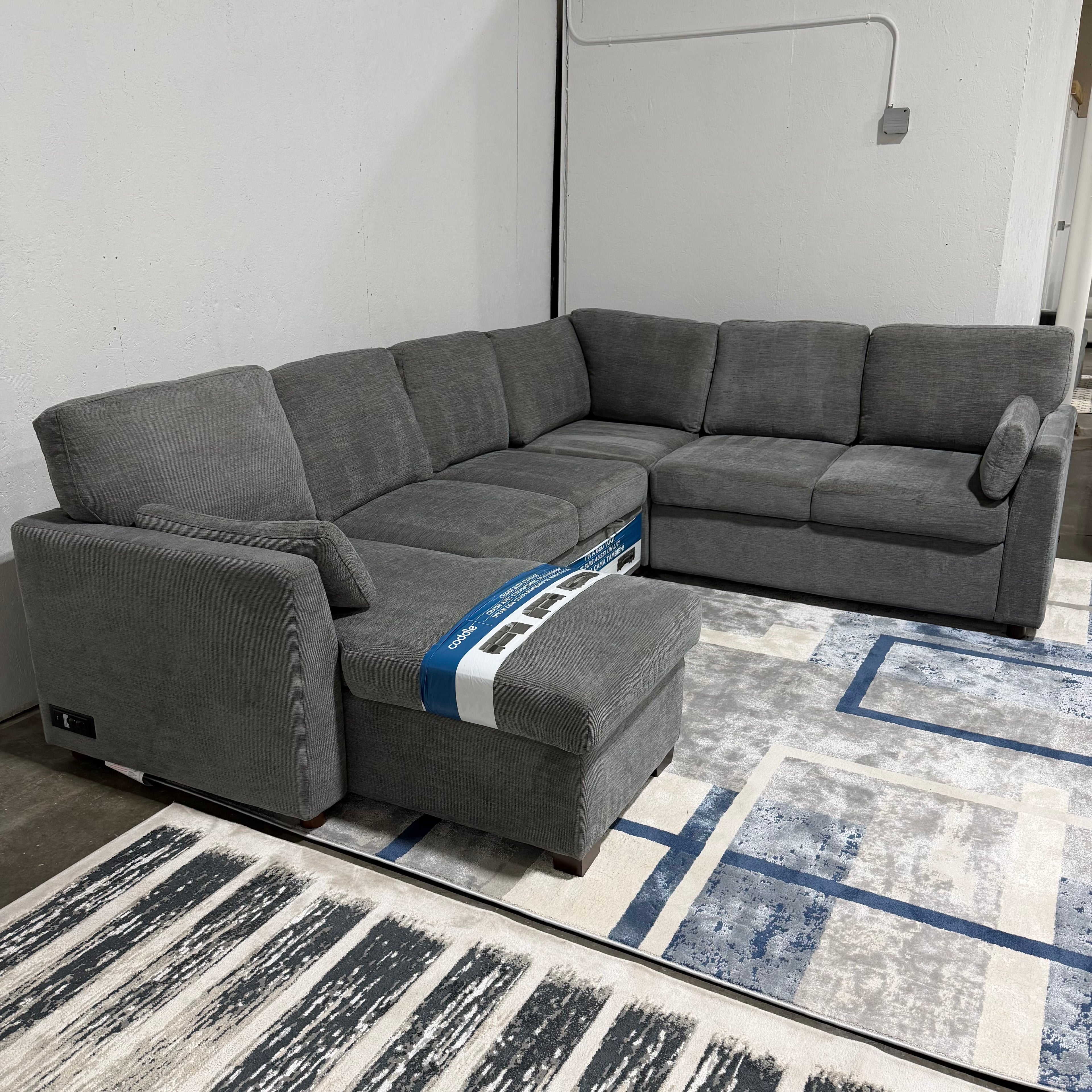 Coddle Luke Sleeper Sectional w/ Reversible Chaise and Storage