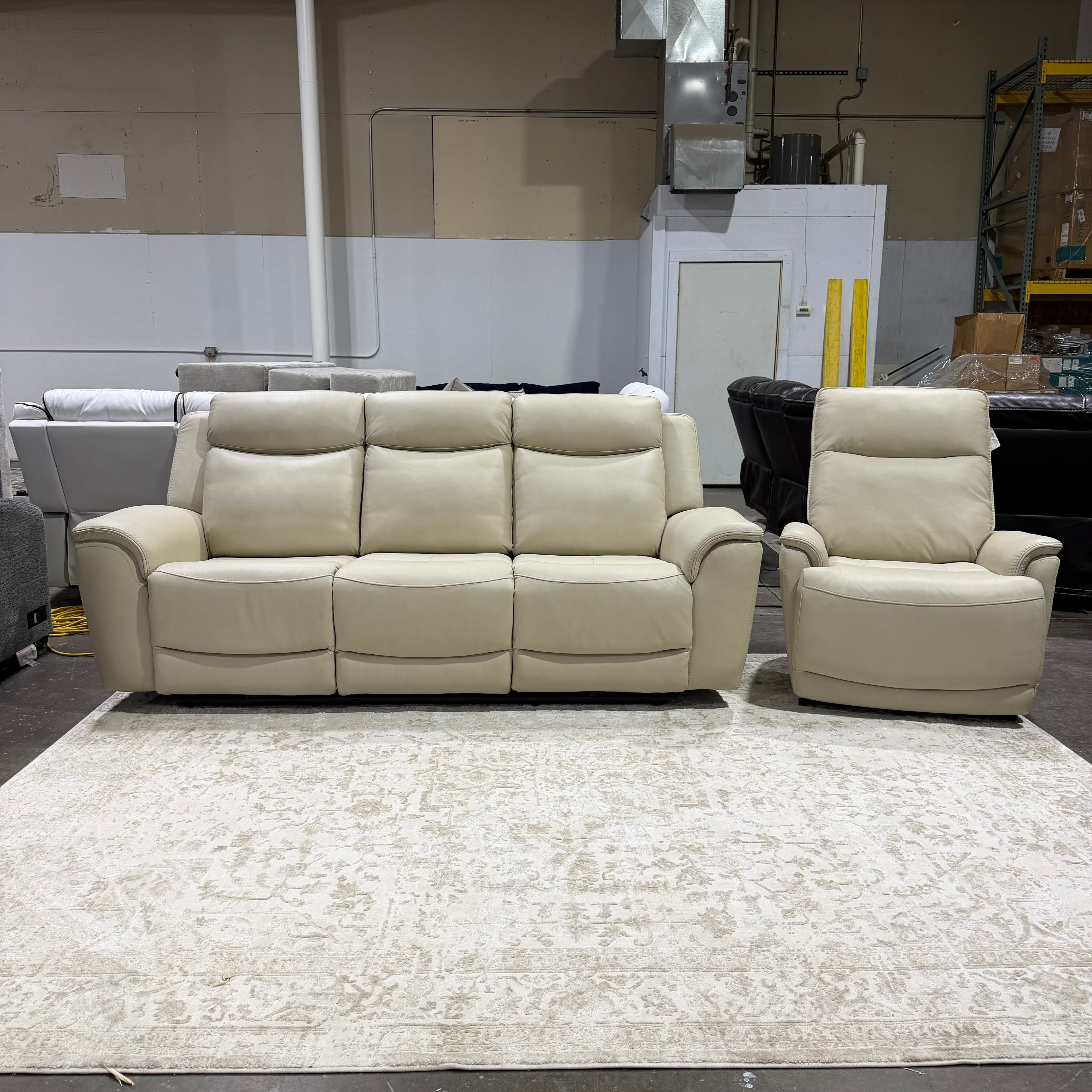 Sanders Leather Power Reclining Sofa & Loveseat Set