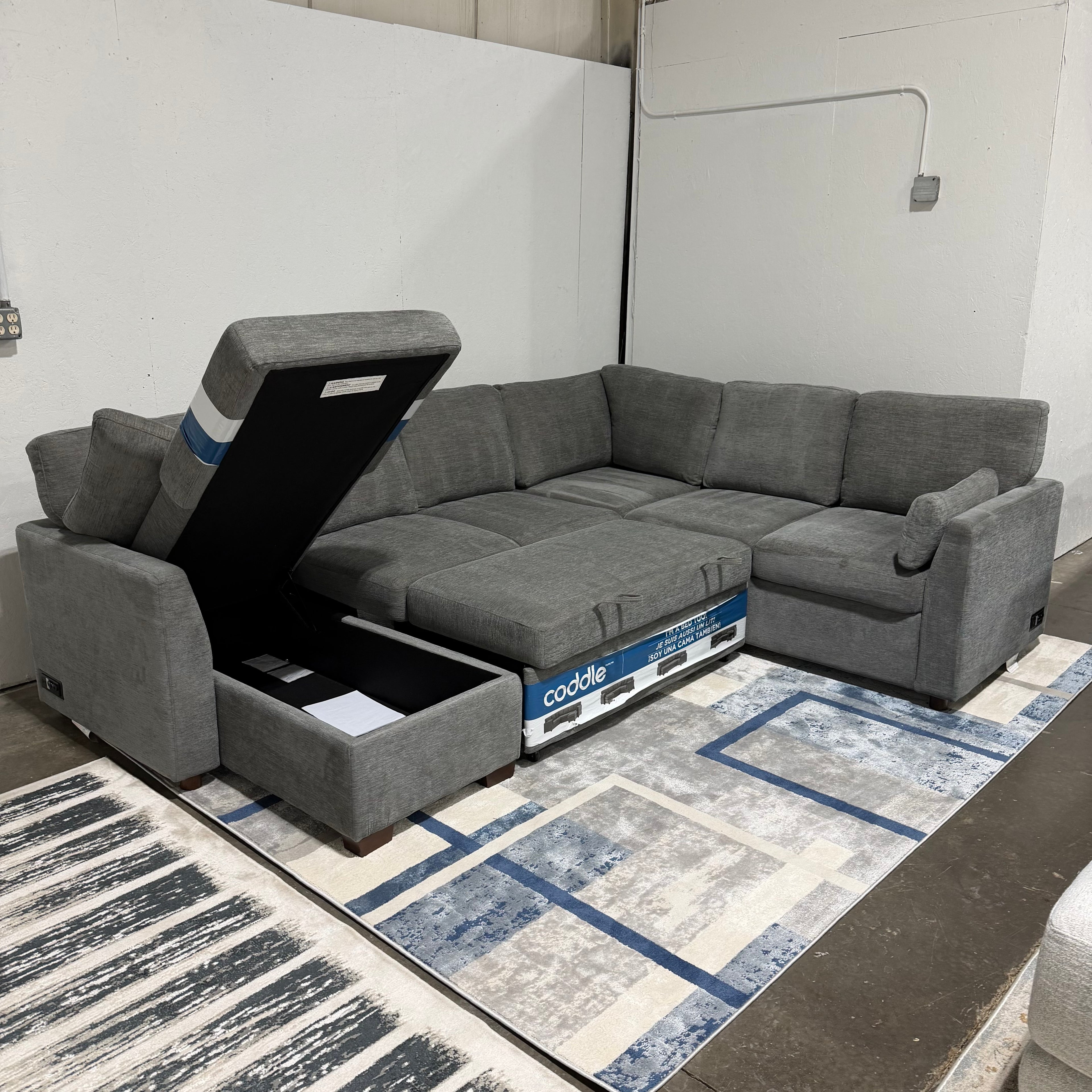 Coddle Luke Sleeper Sectional w/ Reversible Chaise and Storage