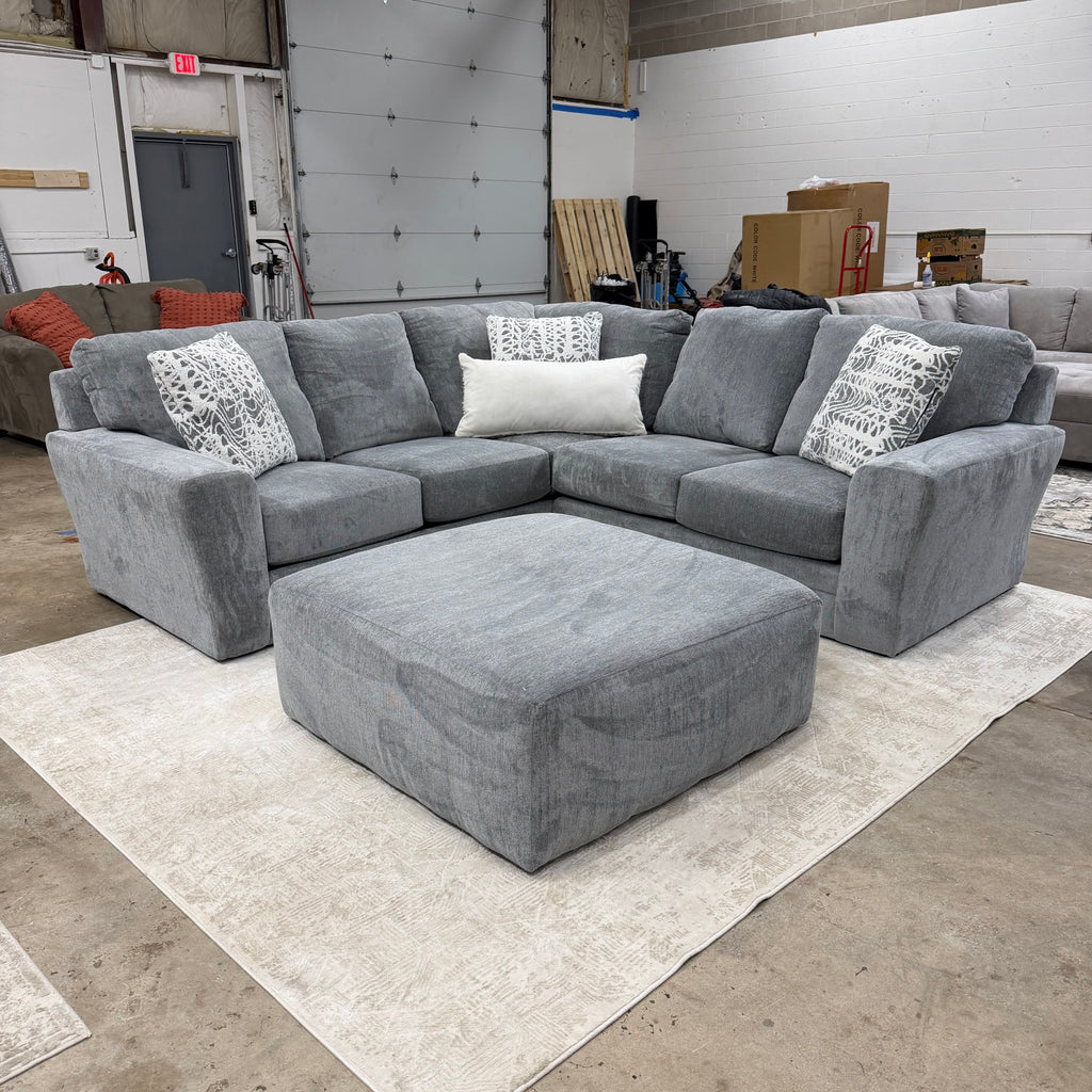 Like New Glacier Sectional & Ottoman