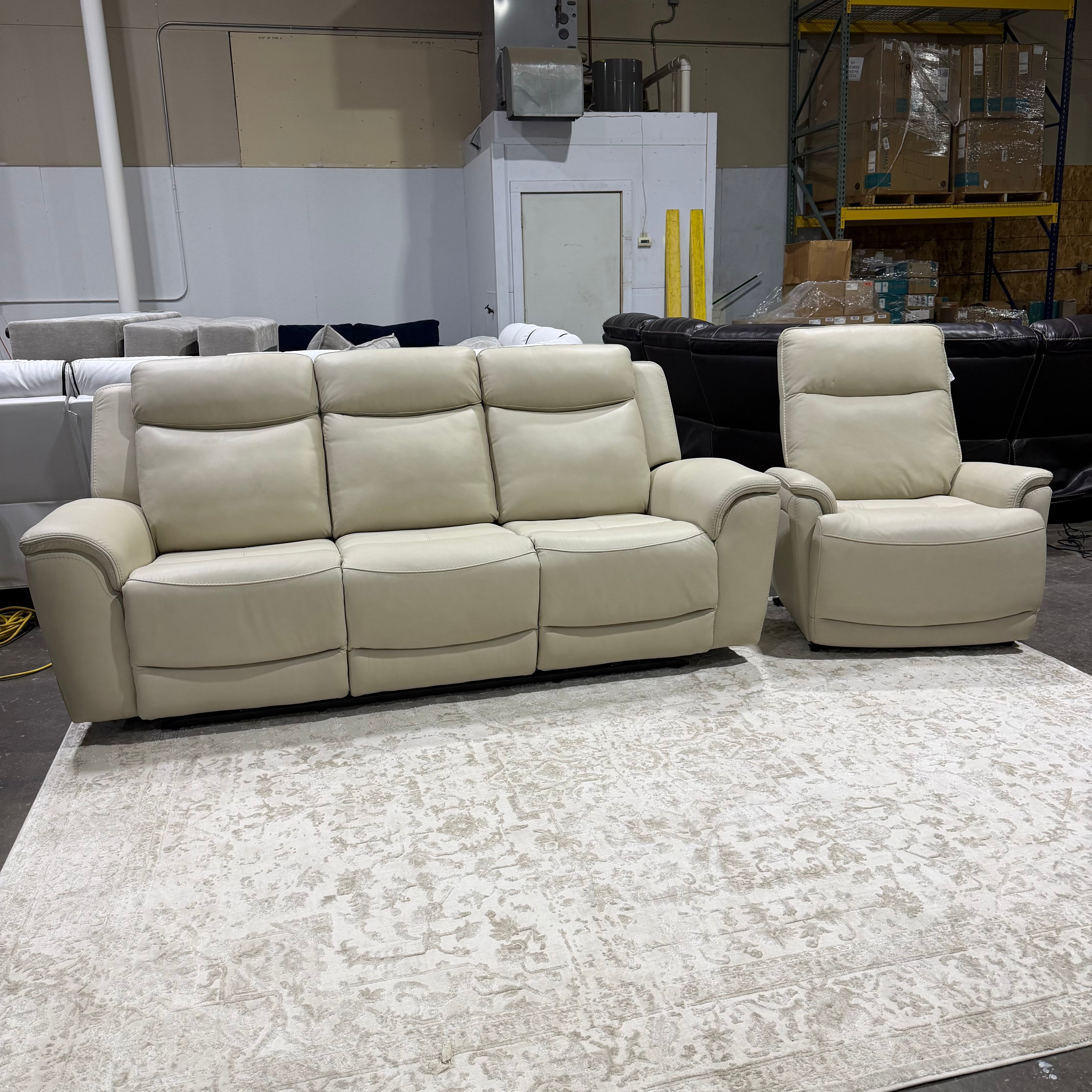 Sanders Leather Power Reclining Sofa & Loveseat Set