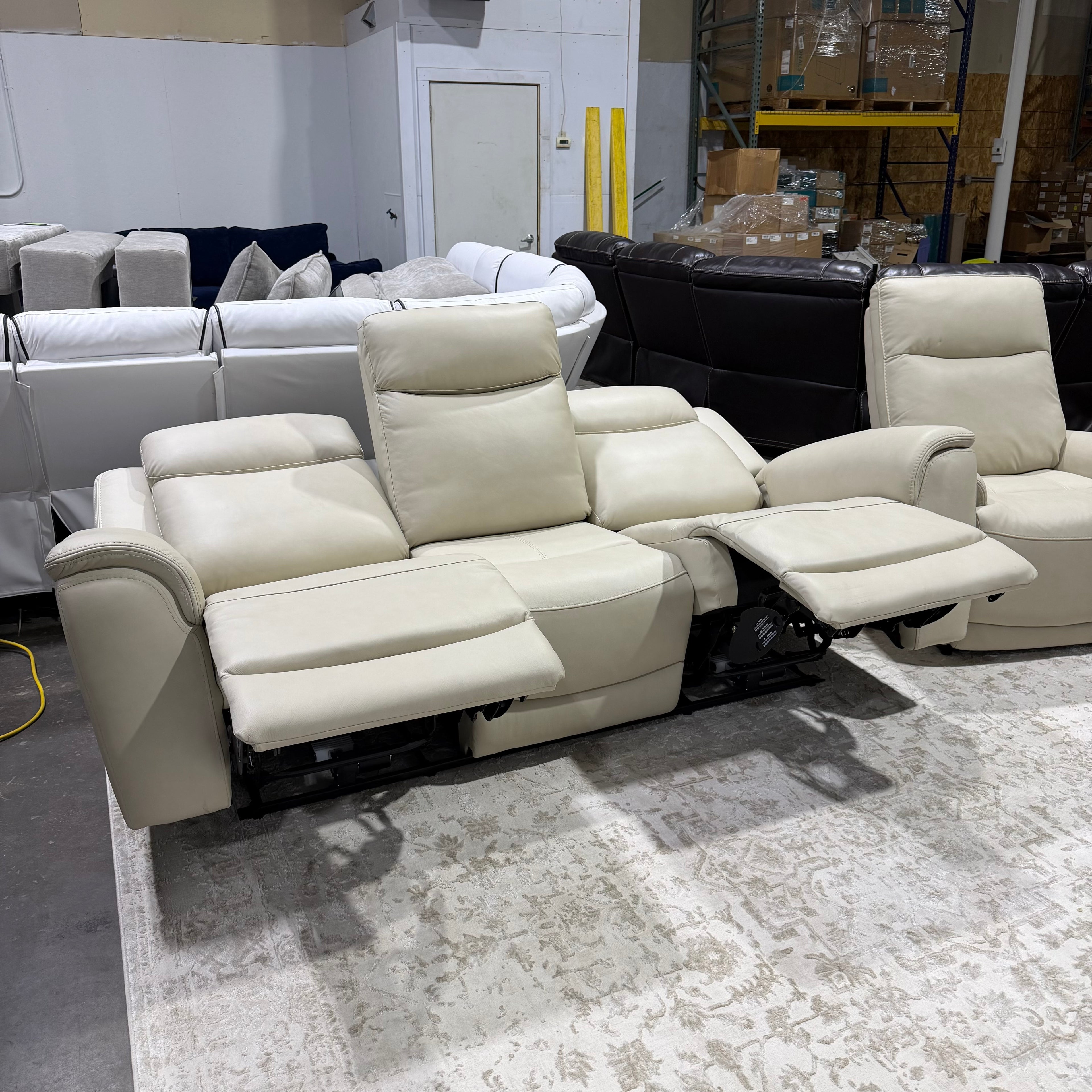 Sanders Leather Power Reclining Sofa & Loveseat Set