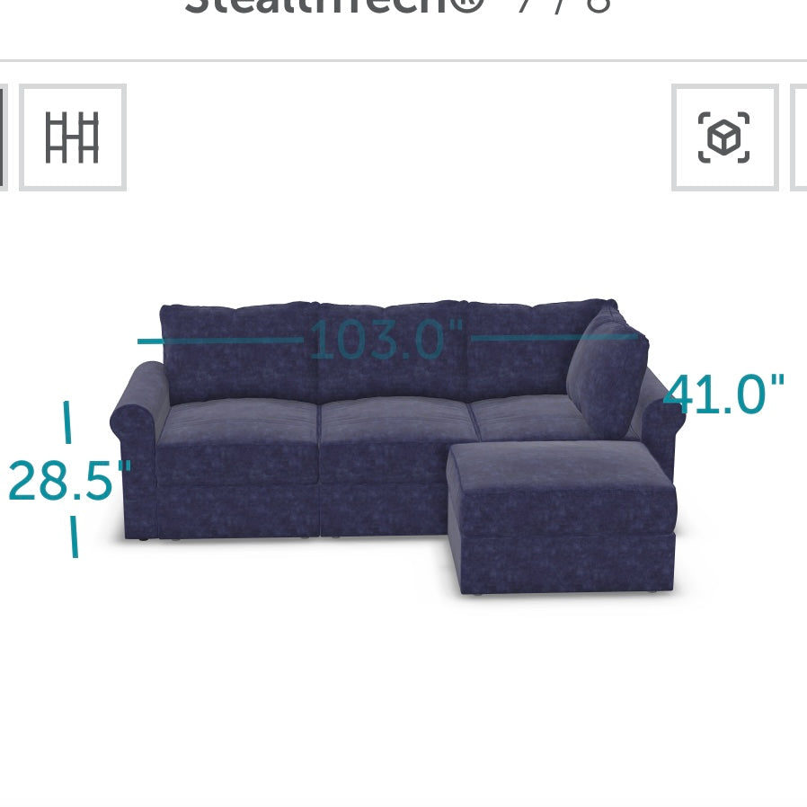 Like New 4-Seat Lovesac Sactional | Sapphire Navy Corded Velvet