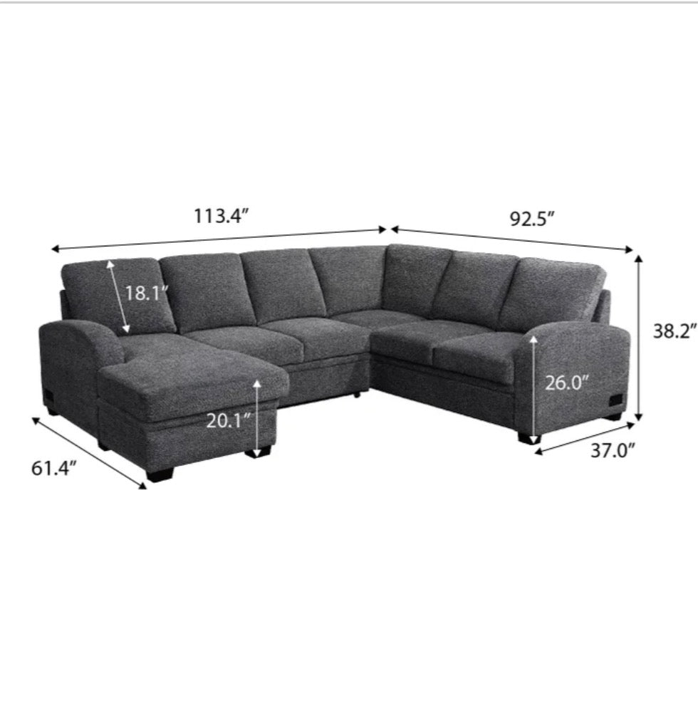 Coddle Aria Sleeper Sectional with Reversible Chaise and Storage