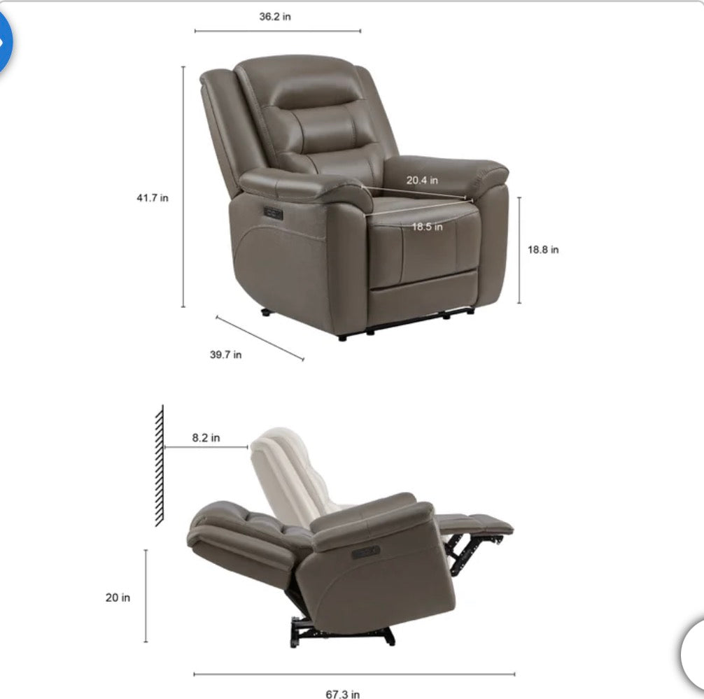 Mason Leather Power Recliner with Power Headrest